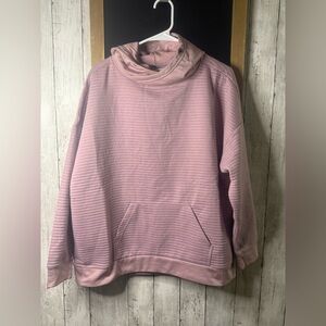 THE SWEATSHIRT PROJECT Women's Pink Ribbed Hooded Pullover Sweatshirt Size XL